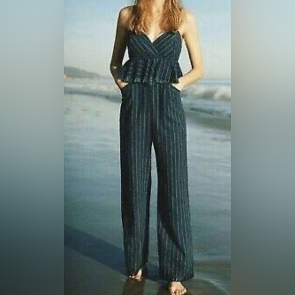 Anthropologie Ett:wa denim wide leg jumpsuit. Size small